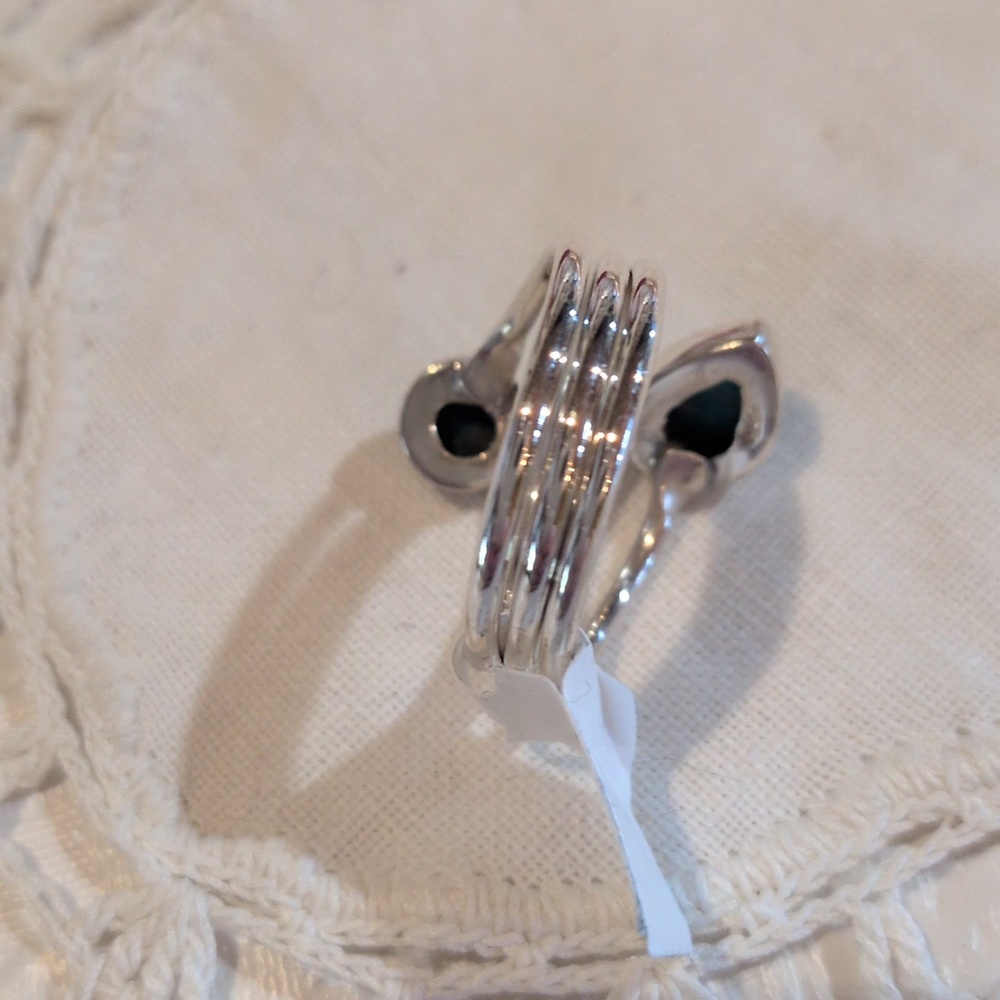 Sterling Silver Sleeping Beauty Double Stone Bypass Ring - Picture 5 of 5